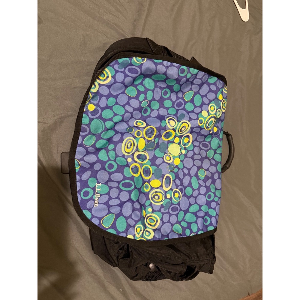 LL Bean Messenger Bag Purple Green Geometric Circle Print Crossbody Laptop Bag